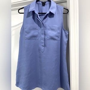 Blue Ann Taylor Sleeveless Blouse Polo.